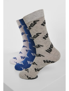 MT Accessoires Celoplošné ponožky NASA 3-balení modrá/šedá/bílá