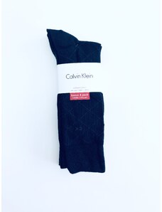 Calvin Klein Calvin Klein Crew Logo Stripe pohodlné bavlněné vysoké ponožky 4 páry - UNI / Tmavě modrá / Calvin Klein