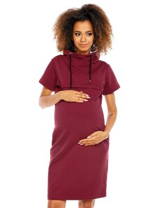 MladaModa Těhotenské šaty ve stylu mikiny s prostorem na kojení model 1581 bordové