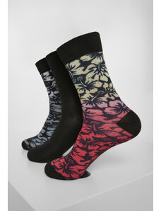 Urban Classics Accessoires Květinové ponožky 3-balení černá/šedá/červená