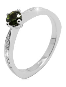 Zlatý prsten s turmalínem a diamanty ZPDI162B-52-1002
