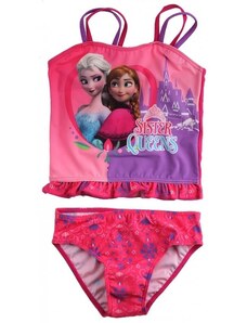 Setino Dívčí dvoudílné plavky Ledové království - Frozen - motiv Sister Queens - tmavě růžové