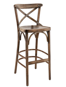 Comico Hnědá buková barová židle Shelby s patinou 76 cm