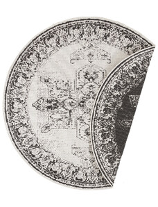 NORTHRUGS - Hanse Home koberce Kusový koberec Twin Supreme 104137 Black/Cream kruh – na ven i na doma - 200x200 (průměr) kruh cm
