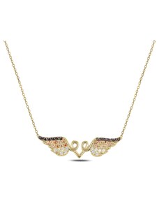 Klenoty Amber Pozlacený náhrdelník s andělskými křídly