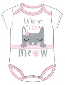 E plus M Bavlněné / dívčí / dětské kojenecké body / tričko s krátkým rukávem - kočka