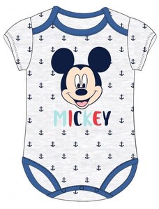 E plus M Kojenecké / chlapecké / dětské body / tričko s krátkým rukávem Mickey Mouse - Disney - šedé