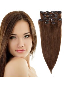 GIRLSHOW Clip in vlasy 51 cm lidské Remy, 70 g - odstín 6 (světle hnědá)