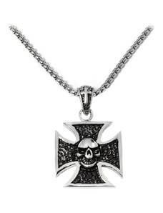 BM Jewellery Náhrdelník keltský kříž s lebkou z chirurgické oceli S219130