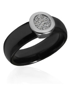 Dámský keramický prsten se zirkony BLACK&WHITE S981150