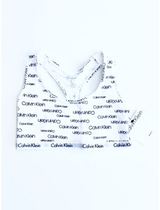 Calvin Klein Calvin Klein Crew All-Over Logo White stylová bavlněná podprsenka Bralette - S / Bílá / Calvin Klein