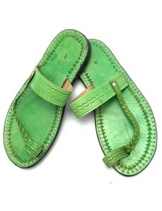 MagBag Dámské kožené pantofle propletený pásek zelené