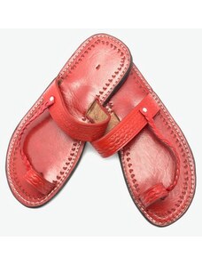 MagBag Dámské kožené pantofle propletený pásek červené