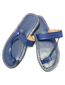 MagBag Dámské kožené pantofle propletený pásek modré