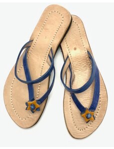 MagBag Dámské kožené pantofle s hvězdičkou modré