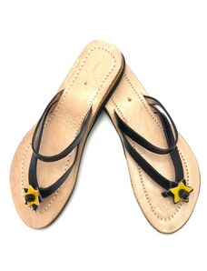 MagBag Dámské kožené pantofle s hvězdičkou černé