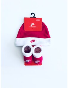 Nike Nike Logo Pink stylová dětská bavlněná čepička a ponožky set 2 ks - Dítě 0-6 měsíců / Růžová / Nike / Dívčí