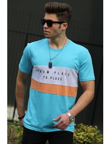 Madmext Printed Men's Turquoise T-Shirt 4499