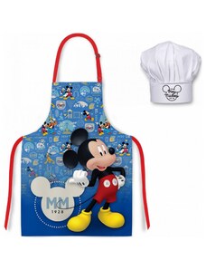 EUROSWAN Dětská / chlapecká zástěra s kuchařskou čepicí Mickey Mouse - Disney Junior - Clubhouse - pro děti 3 - 8 roků