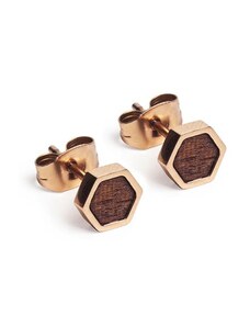 BeWooden Náušnice s dřevěným detailem Rea Earrings Hexagon