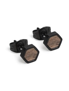 BeWooden Náušnice s dřevěným detailem Apis Nox Earrings Hexagon