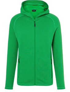 James & Nicholson Pánská strečová fleece bunda s kapucí James&Nicholson (JN786) Zelená / Karbonová S