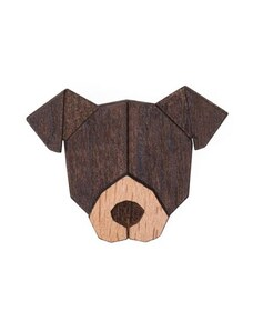 BeWooden Dřevěná brož ve tvaru psa American Pit Bull Terrier Brooch
