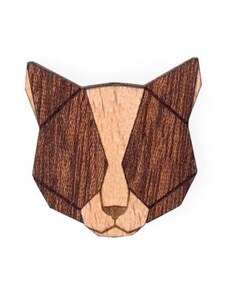 BeWooden Dřevěná brož Red Cat Brooch