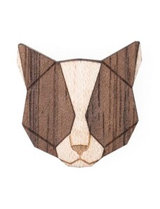 BeWooden Dřevěná brož Grey Cat Brooch