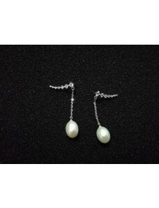 Tiniana Stříbrné naušnice s pravou říční perlou visací klasik