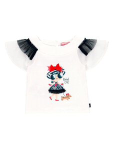 Boboli Dívčí elegantní tričko s volánky bílé