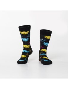 FASARDI Pánské černé ponožky s kočkami