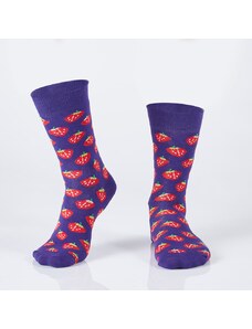 FASARDI Pánské fialové ponožky s jahodami