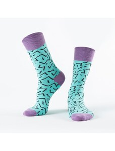 Dámské klasické tyrkysové ponožky s černými vzory