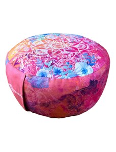 The Spirit of OM meditační polštář z bio bavlny a polodrahokamy - 38x17 cm - růžový s květinami