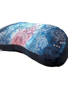 The Spirit of OM meditační polštář z bio bavlny a polodrahokamy - modro-růžový - 40x10 cm