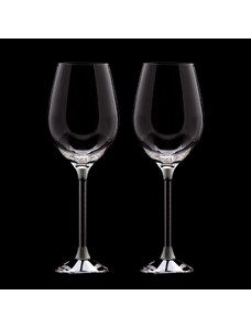SkloBižuterie Křišťálové sklenice víno 2ks černé krystalky SW01B