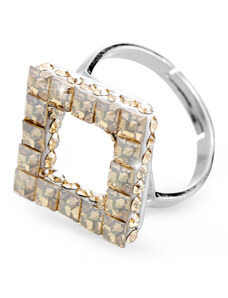 SkloBižuterie-J Stříbrný prsten cube s kameny Swarovski gold silver