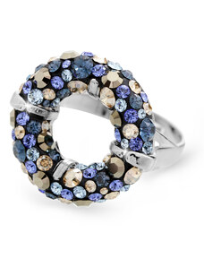 SkloBižuterie-J Stříbrný prsten round s kameny Swarovski blue