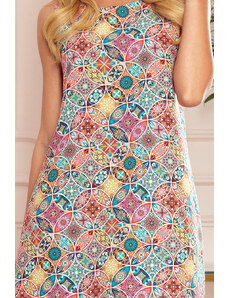 numoco VICTORIA - Dámské trapézové šaty s barevným vzorem 296-1