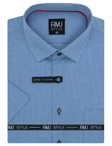 AMJ pánská košile AMJ, modrá čárkovaná VKR1048, krátký rukáv, regular fit
