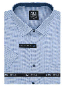 AMJ pánská košile AMJ, světle modrá čárkovaná VKR1123, krátký rukáv, regular fit
