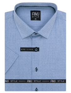 AMJ pánská košile AMJ, světle modrá tečkovaná VKR1124, krátký rukáv, regular fit