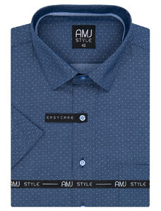 AMJ pánská košile AMJ, modrá drobný puntík VKR1127, krátký rukáv, regular fit