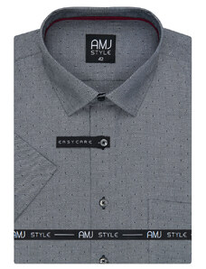 AMJ pánská košile, šedá tečkovaná VKR1131, krátký rukáv, regular fit