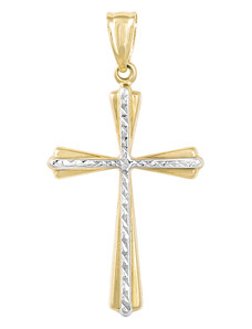 GEMMAX Jewelry Zlatý přívěsek Křížek Parson - jemný vybrušovaný dekor GUPCN-67571