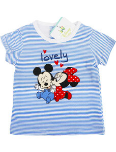 DISNEY MINNIE MOUSE DĚTSKÉ MODRÉ PRUHOVANÉ TRIČKO LOVELY Modrá