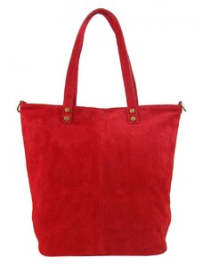 BORSE IN PELLE Kožená velká červená broušená praktická dámská kabelka