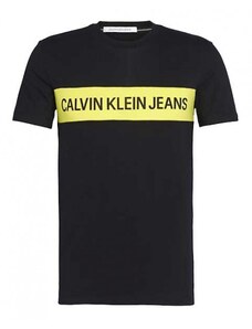 Černé tričko Calvin Klein Jeans se žlutým nápisem