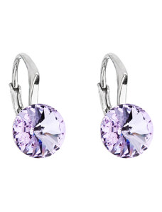 EVOLUTION GROUP Stříbrné náušnice visací s krystaly Swarovski fialové kulaté 31229.3 violet